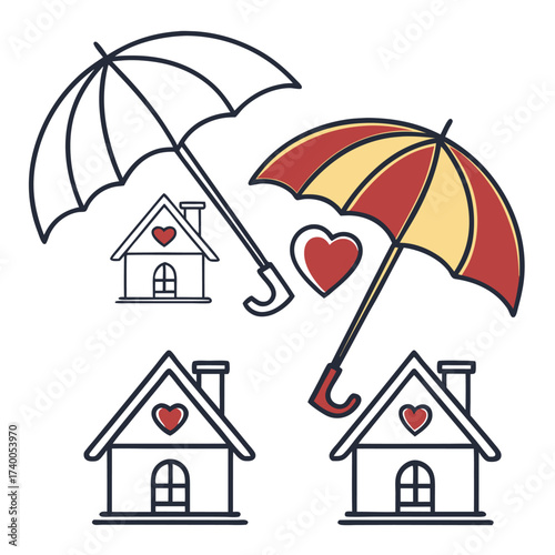 House protection umbrella illustration