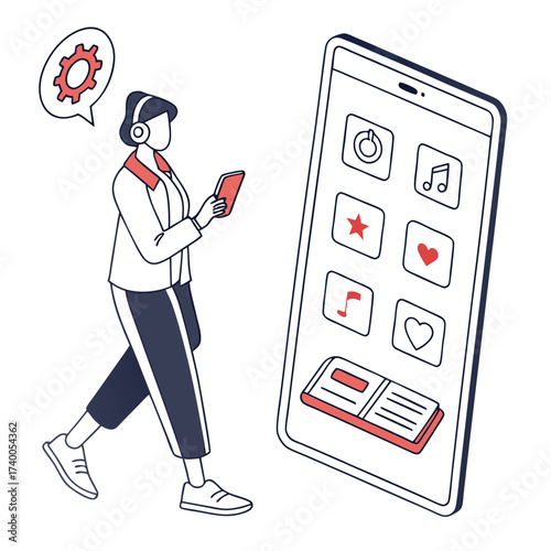 Illustration modern person using smartphone