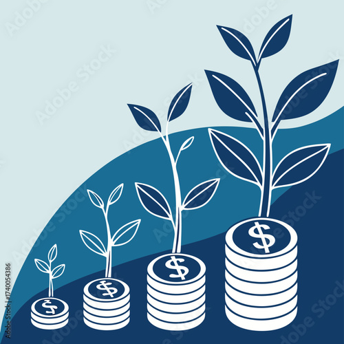 Growing investments financial graphic
