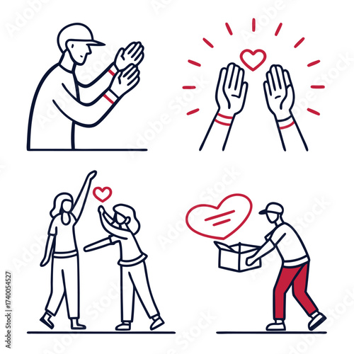 Illustration of people showing kindness and giving