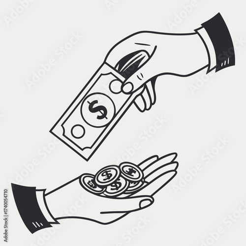 Hand giving money to other hand