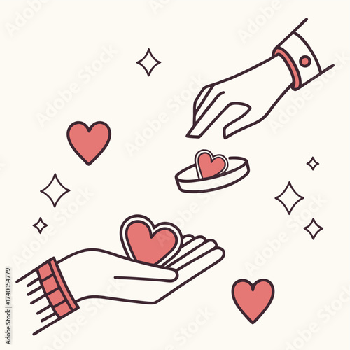 Hands exchanging heart symbol