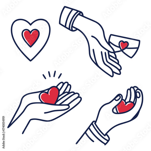 Hands giving and receiving heart symbols
