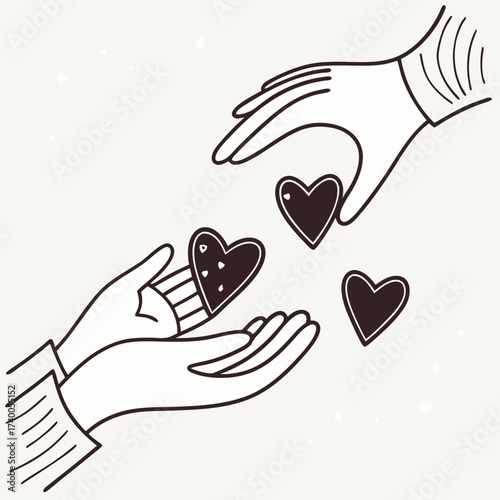 Hands giving hearts illustration