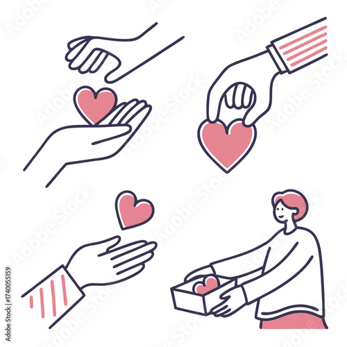 Hands giving hearts illustration