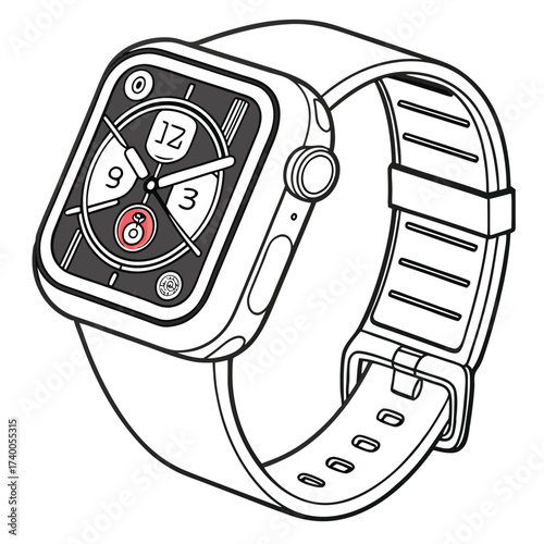 Line art smartwatch illustration