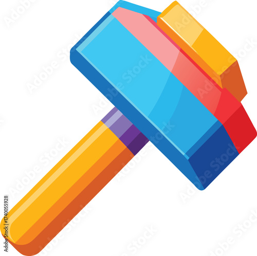 Stylized hammer with blue head and orange icon isolated on white transparent background vector eps png jpg business people clipping path cutout 2025 2026 4k full hd poster banner label download