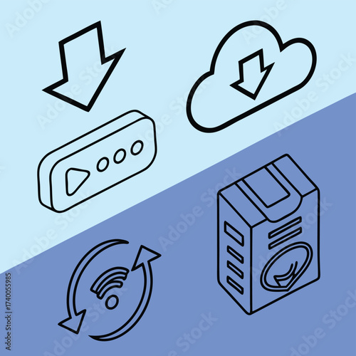 Modern technology icons flat design