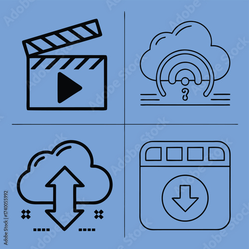 Modern technology icons set