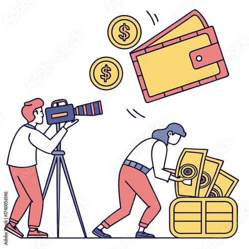 Money and media production illustration
