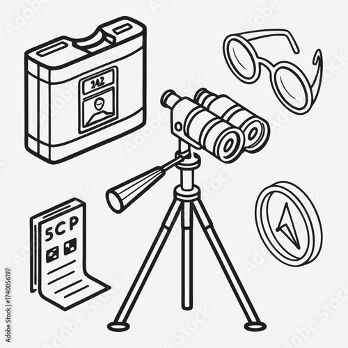 Isometric camping equipment illustration