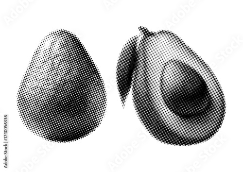 Exotic fruit avocado with halftone style