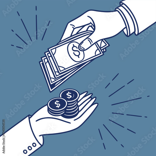 Money exchange vector graphic