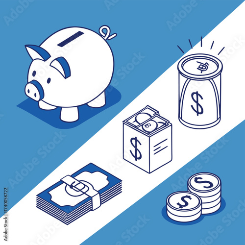 Isometric financial icons design