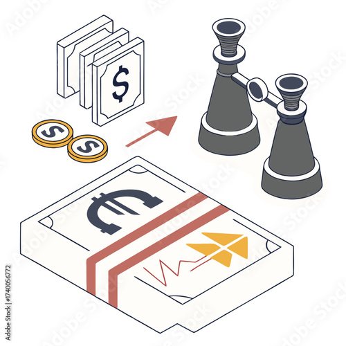 Money investment analysis illustration