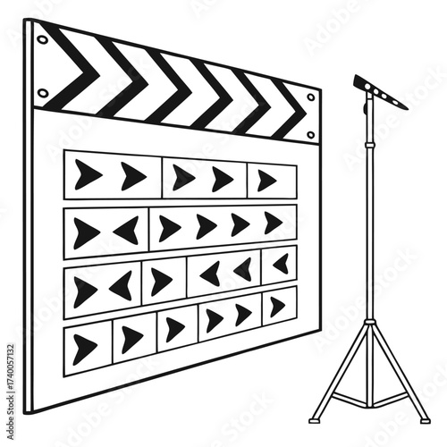Movie clapperboard and microphone illustration