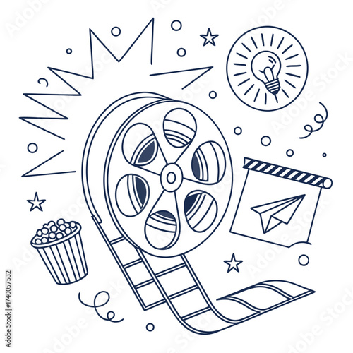 Movie film reel graphic design