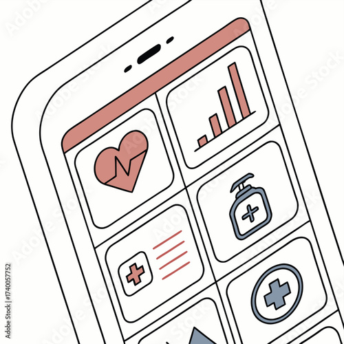 Mobile phone screen with health applications