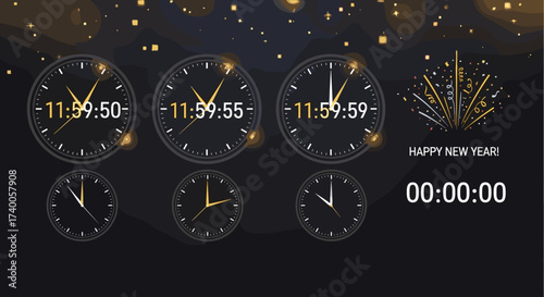 New Year Countdown Clocks Celebrate Festive Event