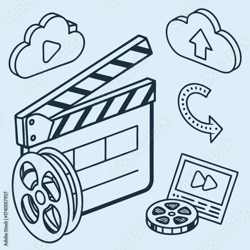 Movie production graphic icons