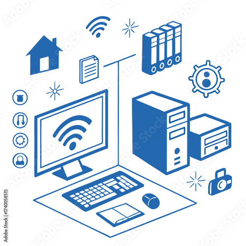 Modern home office setup illustration