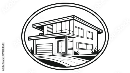 Modern house graphic design illustration