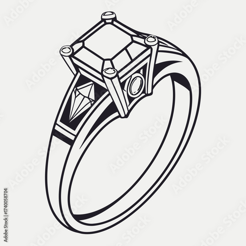 A detailed drawing of a diamond ring