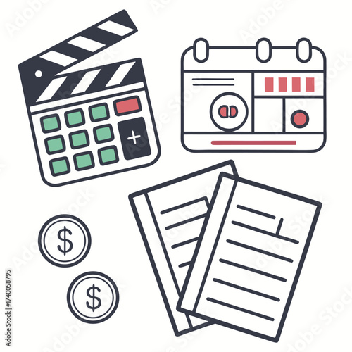 Office supplies flat lay design