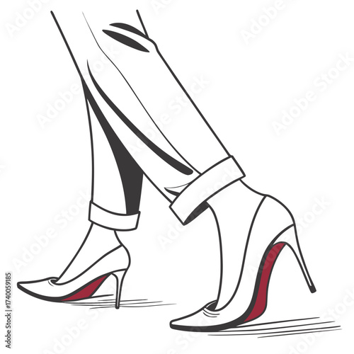 Fashionable woman walking in high heels design