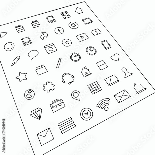 Outline icons grid technology