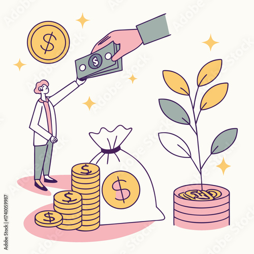 Person receiving financial investment