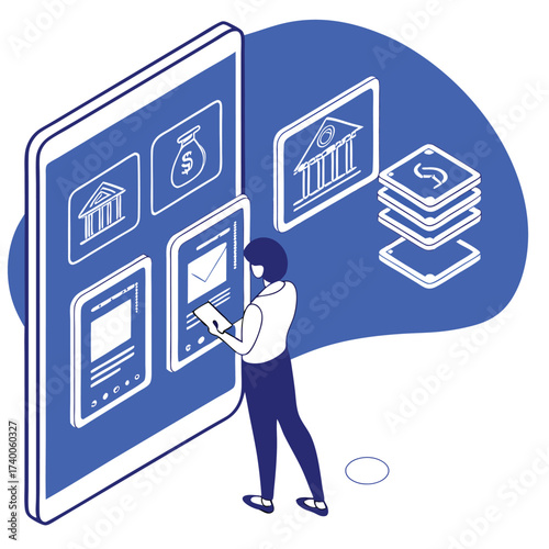 Person using financial app on tablet