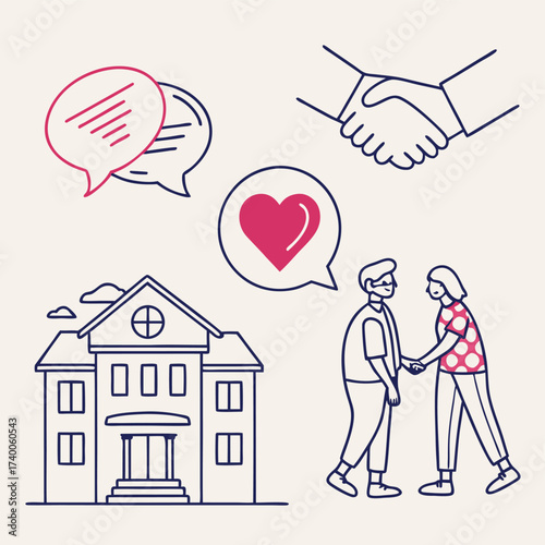 Partnership building agreement illustration