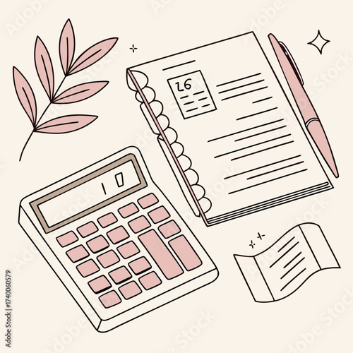 Pastel stationery flat design illustration