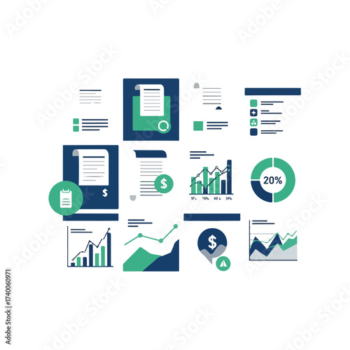 Business Finance Report Flat Design Illustration