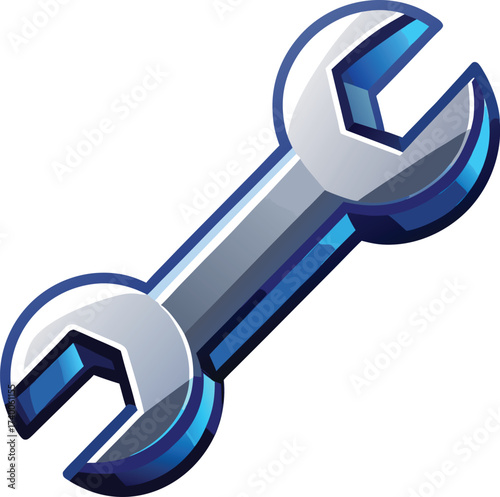 Blue and silver wrench tool graphic with icon isolated on white transparent background vector eps png jpg business people clipping path cutout 2025 2026 4k full hd poster banner label download