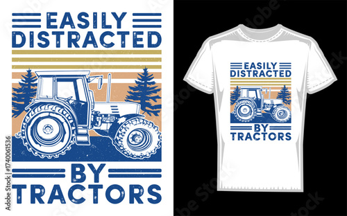 Funny silhouette of a farmer easily distracted by tractors showcasing a humorous agricultural theme with a distinctive silhouette style