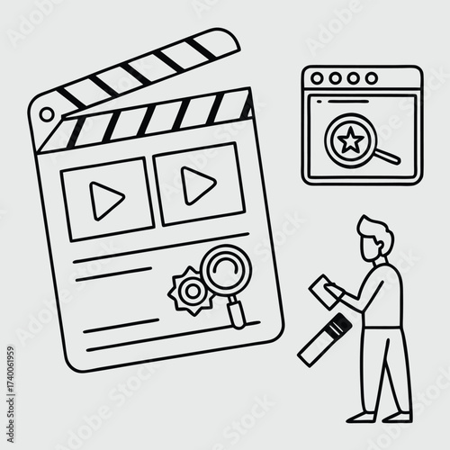 Project management line art illustration