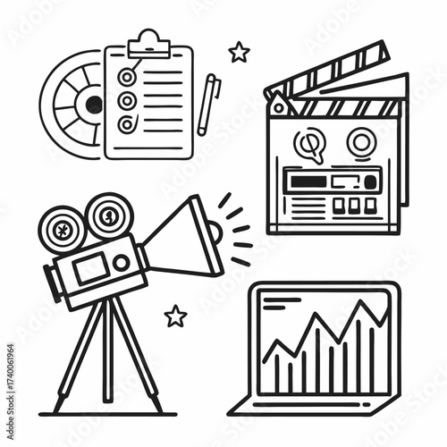 Project management movie production icons