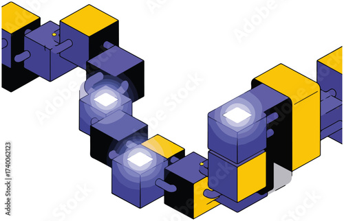 Isometric Cube Chain Vector Graphic
