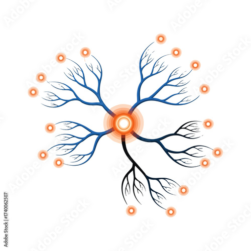 Network of Blue and Black Branches With Dots