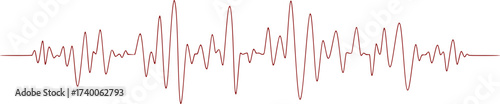 Continuous one line drawing of sound wave with different amplitude. Soundwave in simple linear style for banner music, webinar, online training. Editable stroke. Doodle vector illustration 