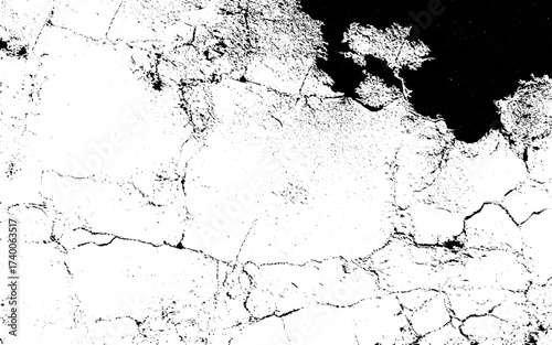Worn black and white grunge texture. Distress paper overlay. Dark grainy texture background. Dust overlay textured. Grain noise particles. Weathered effect. Torn graininess pattern. Vector, EPS 10.