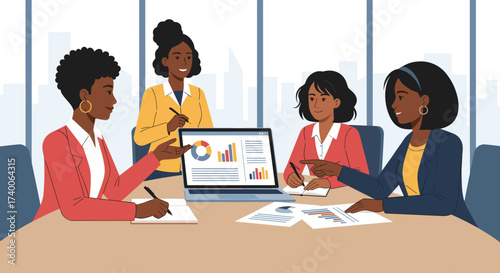 Diverse Women Collaborate in Modern Office Meeting