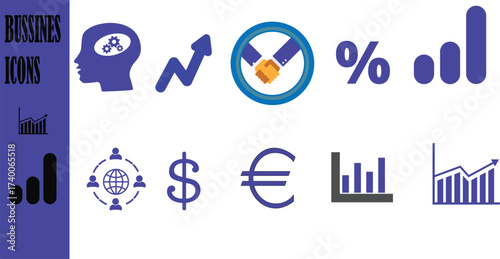 Business icons set, business and finance vector