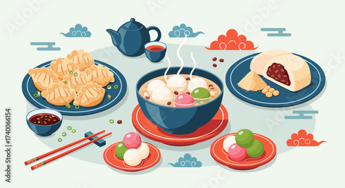Traditional Asian Foods and Sweet Treats Celebration