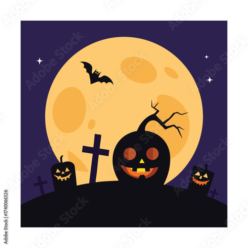vector-halloween-poster-with-glowing-pumpkins--bro.eps