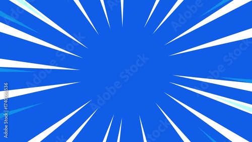 Fast Movement Comic Radial Light Speed ​​Lines, Blue anime speed line background animation, strong speed line, Radial Burst, Strong Motion with Black Background