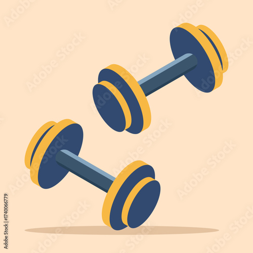 Realistic style illustration of dumbbells. Perfect decoration for sports, gym, or fitness-themed banners, posters, and promotional designs symbolizing strength training and healthy lifestyle.