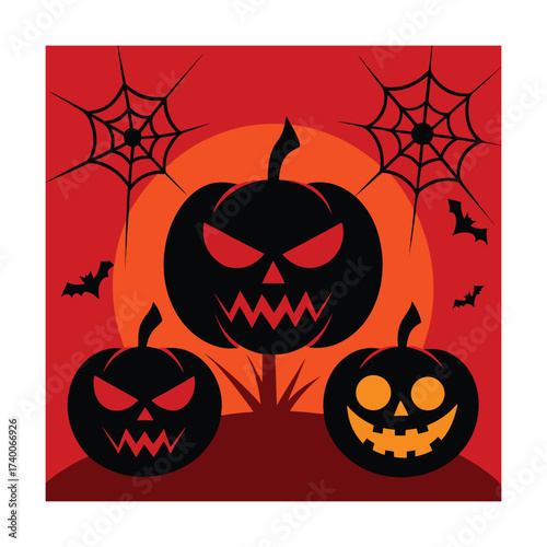 haunted-halloween-poster-with-pumpkins--jack-o--la.eps